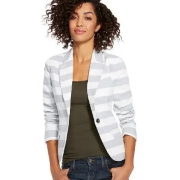 Merona | Blazer Chambray Stripes Blue and White - Picture 1 of 10